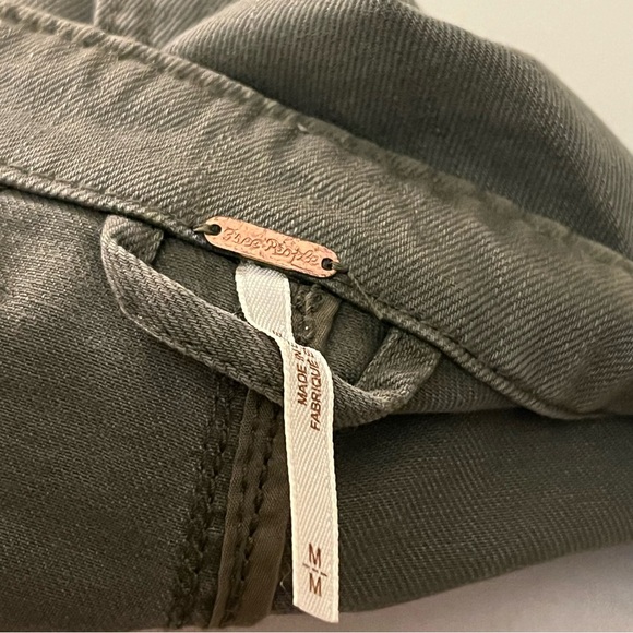 Free People Passenger Military Distressed Moss Utility Jacket Gold Braid Accents - Picture 8 of 9